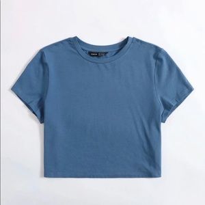 dark blue oversized crop top